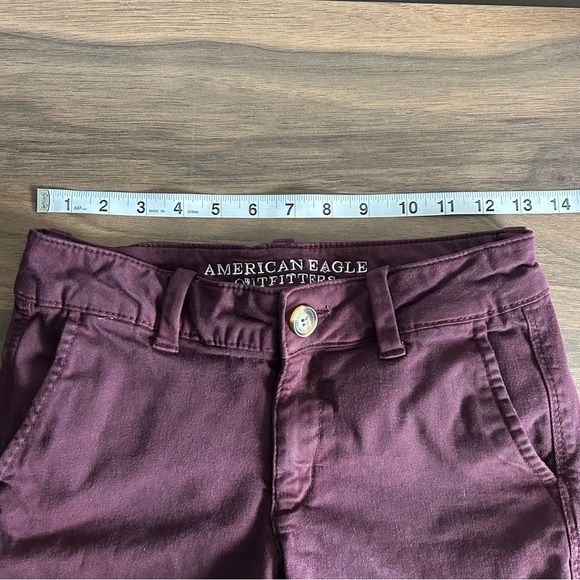 American Eagle Women’s Midi AEO Twill Super Stretch Maroon Shorts Size 2 - Picture 6 of 13